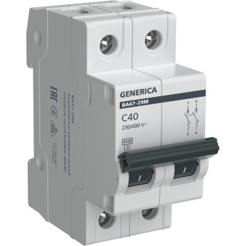 Автоматический выключатель IEK GENERICA ВА47-29М 2P 40А 4,5кА C